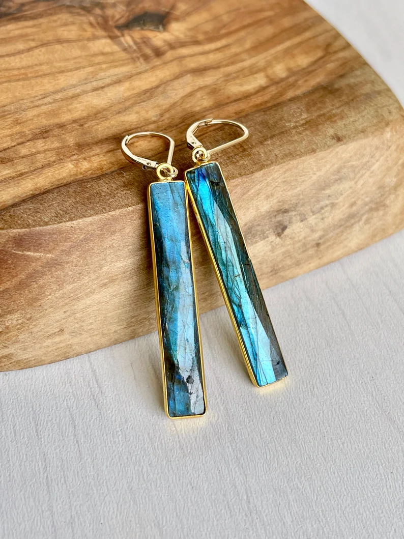 labradorite bar earrings