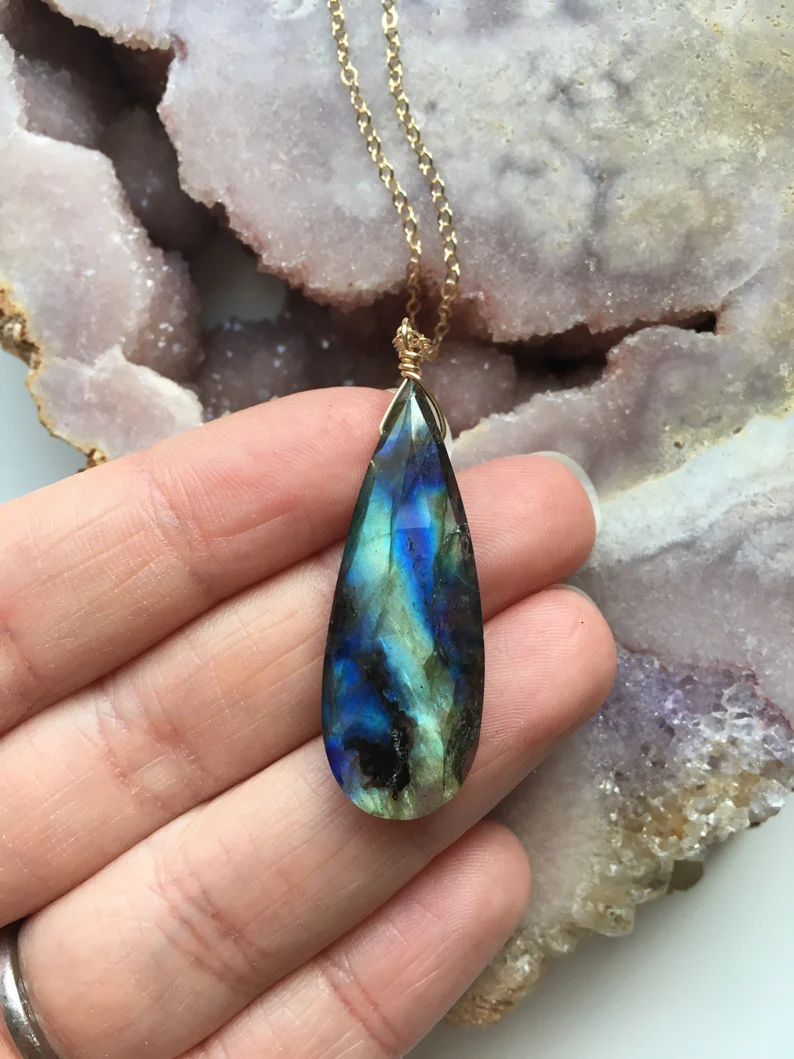 labradorite gold necklace