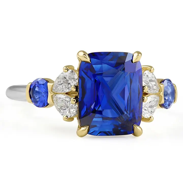 blue sapphire seven stone engagement ring