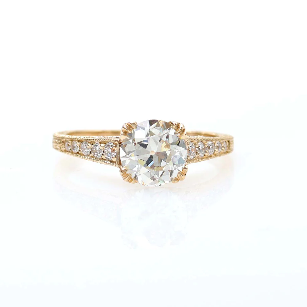 old european cut diamond art deco engagement ring