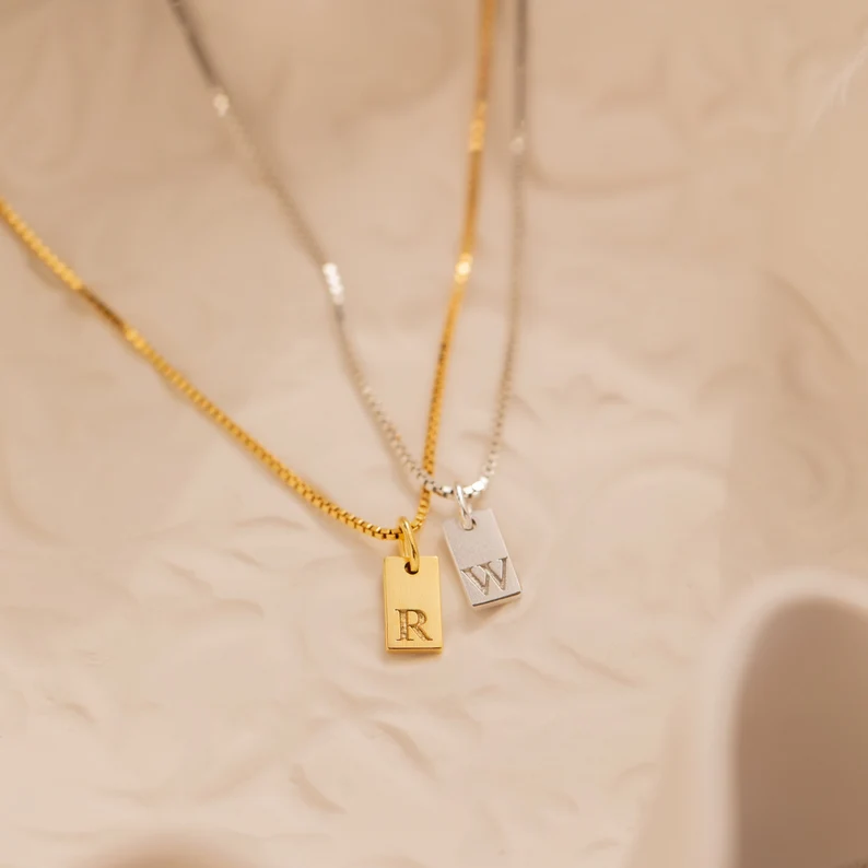Engraved Letter Pendant Necklace