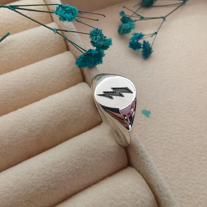 Lightning Bolt Engraved Ring