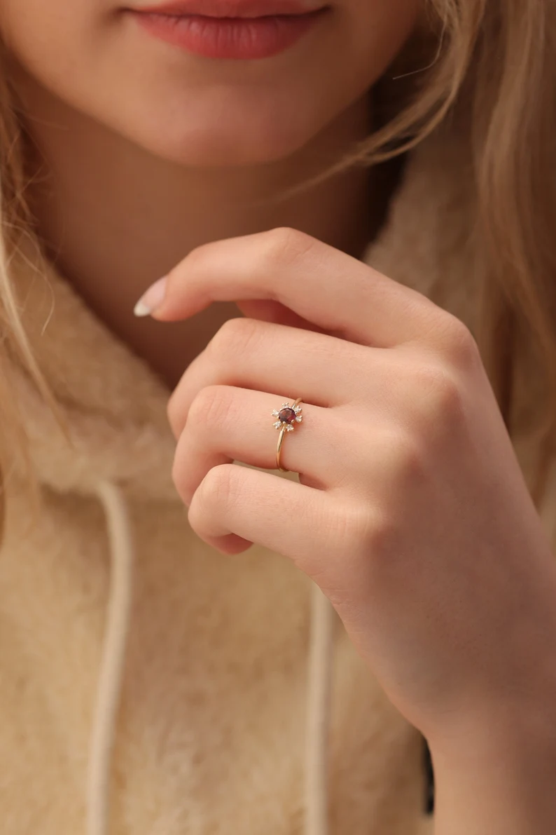 Minimalist Red Tourmaline Ring
