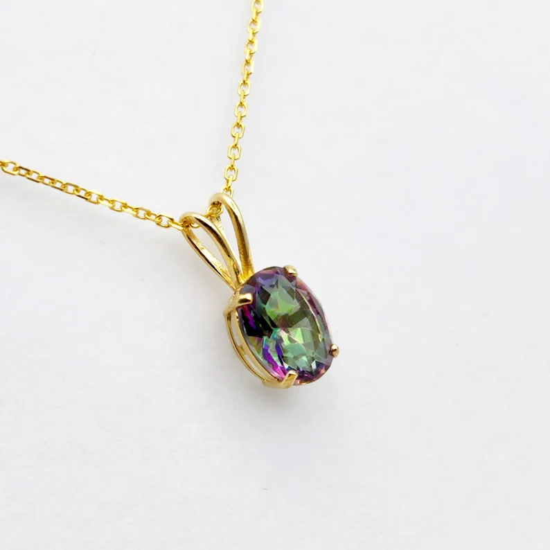 Gold Mystic Topaz Pendant Necklace