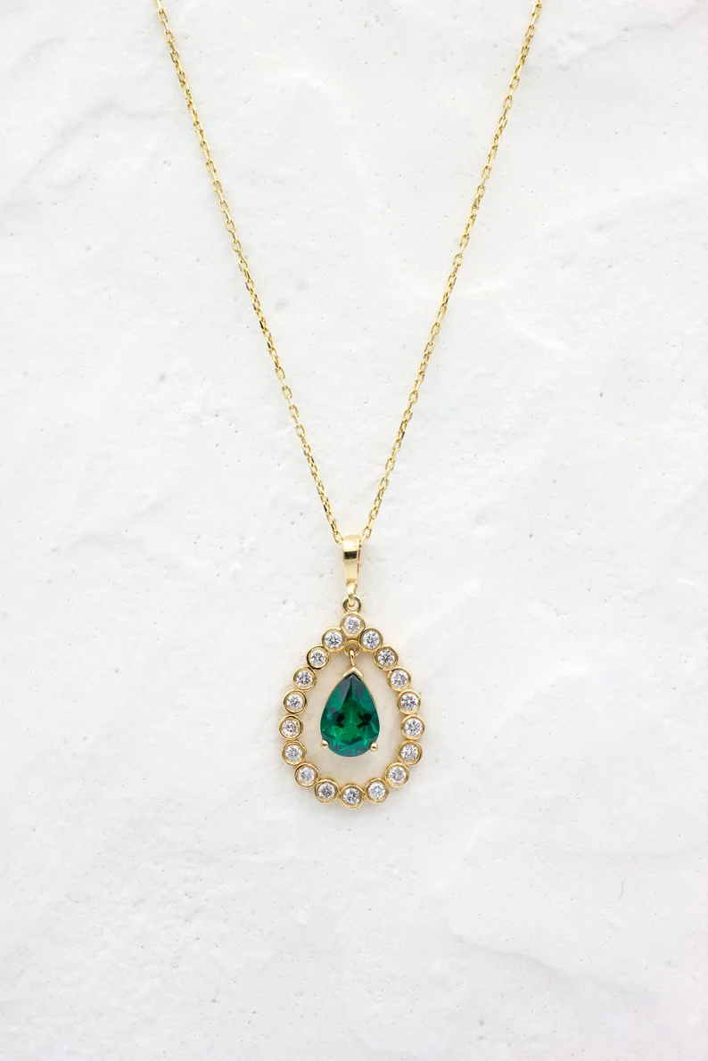Green Topaz Teardrop Necklace
