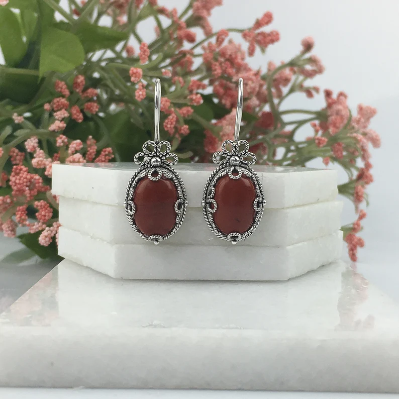 Natural Red Jasper Earrings