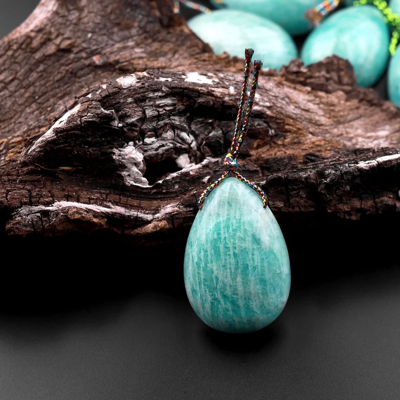 Natural Russian Amazonite Teardrop Pendant