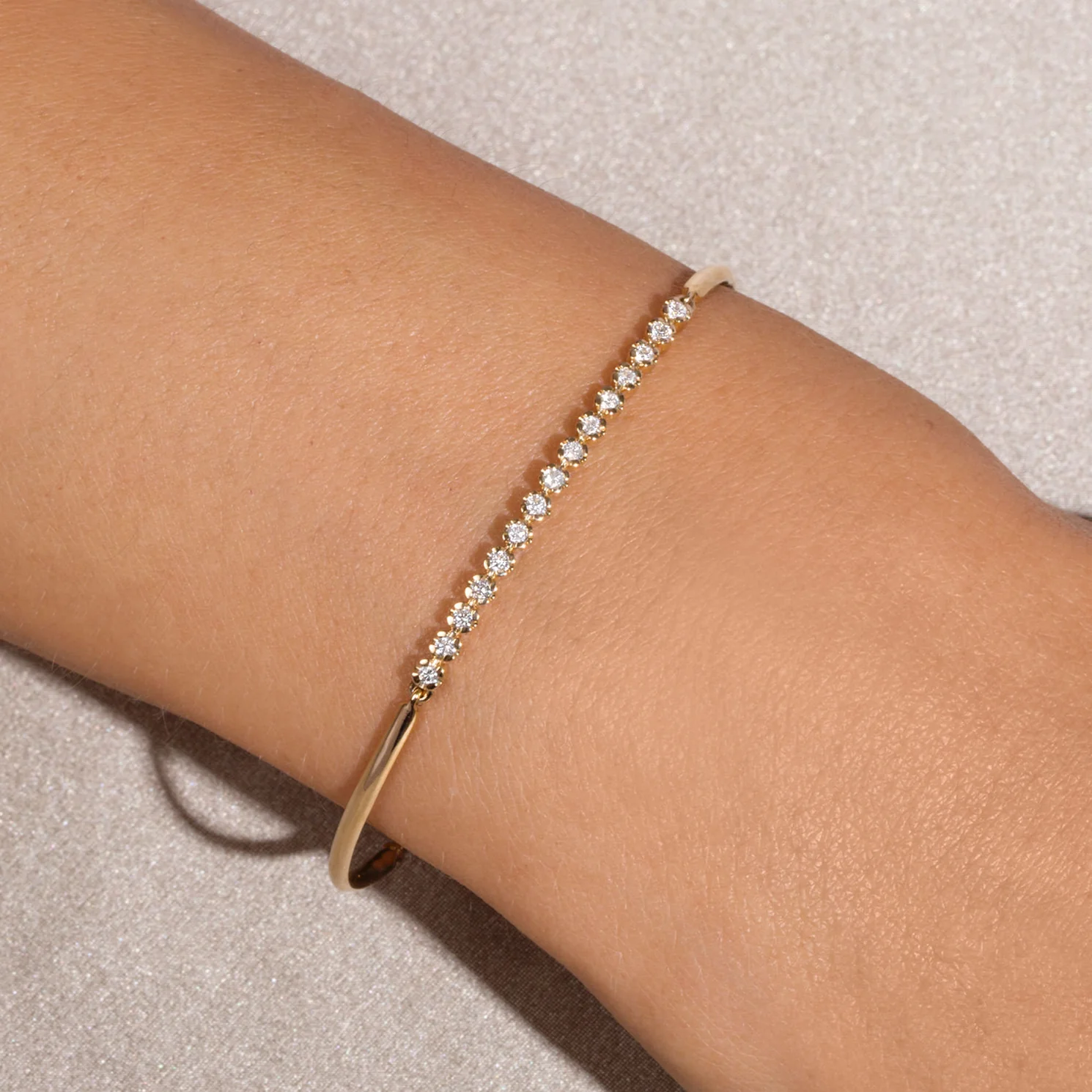 noble diamond cuff on the wrist