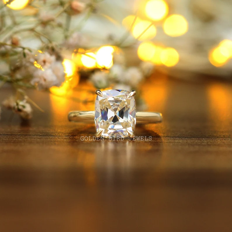 Old Mine Cushion Cut Moissanite Ring