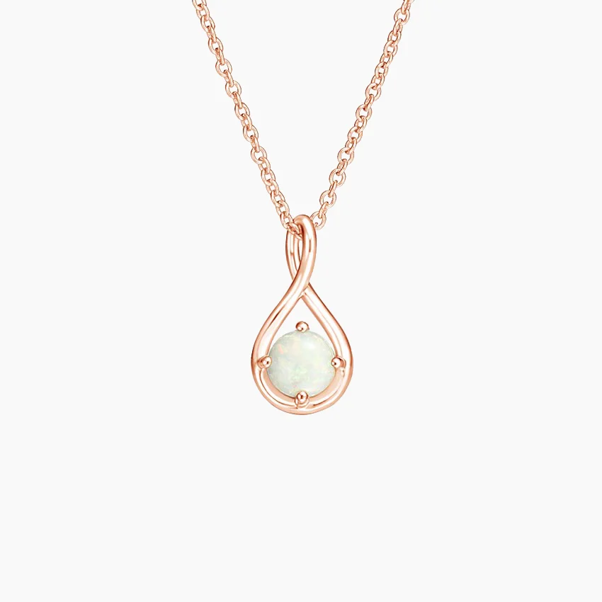 opal twist pendant necklace in rose gold setting