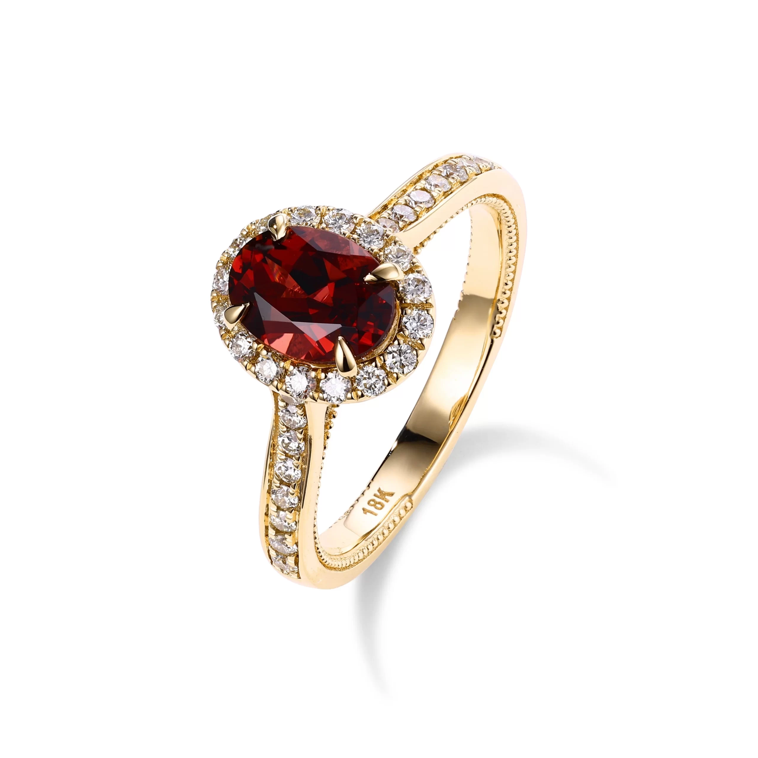 oval cut garnet and diamond ring