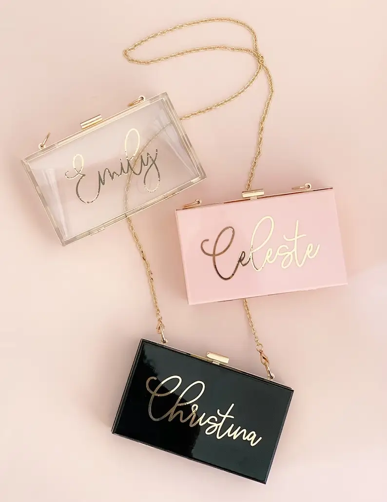 personalized acrylic clutch