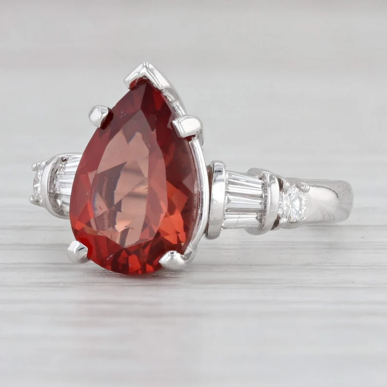 Red Andesine Teardrop Ring