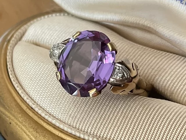 retro inspired sapphire diamond ring