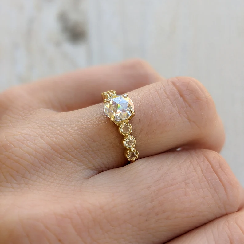 rose cut diamond engagement ring