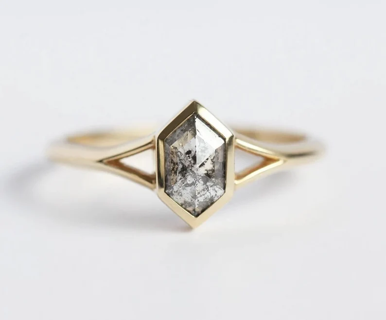 rose cut salt and pepper diamond