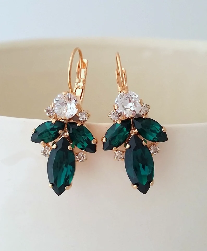 Rose gold emerald earrings