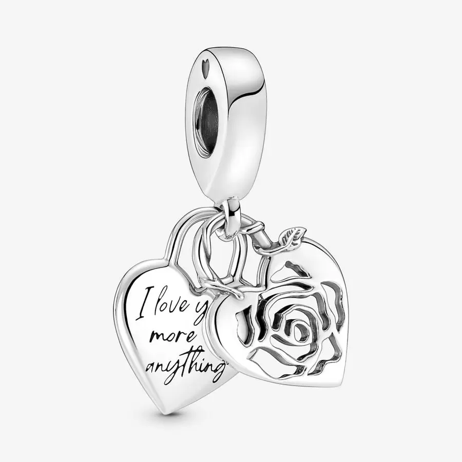 Rose heart padlock charm