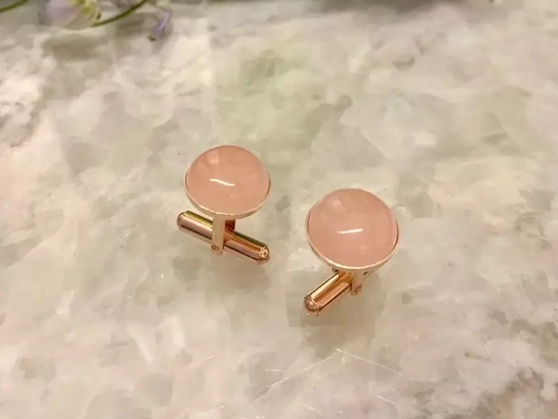 rose quartz tuxedo cufflinks