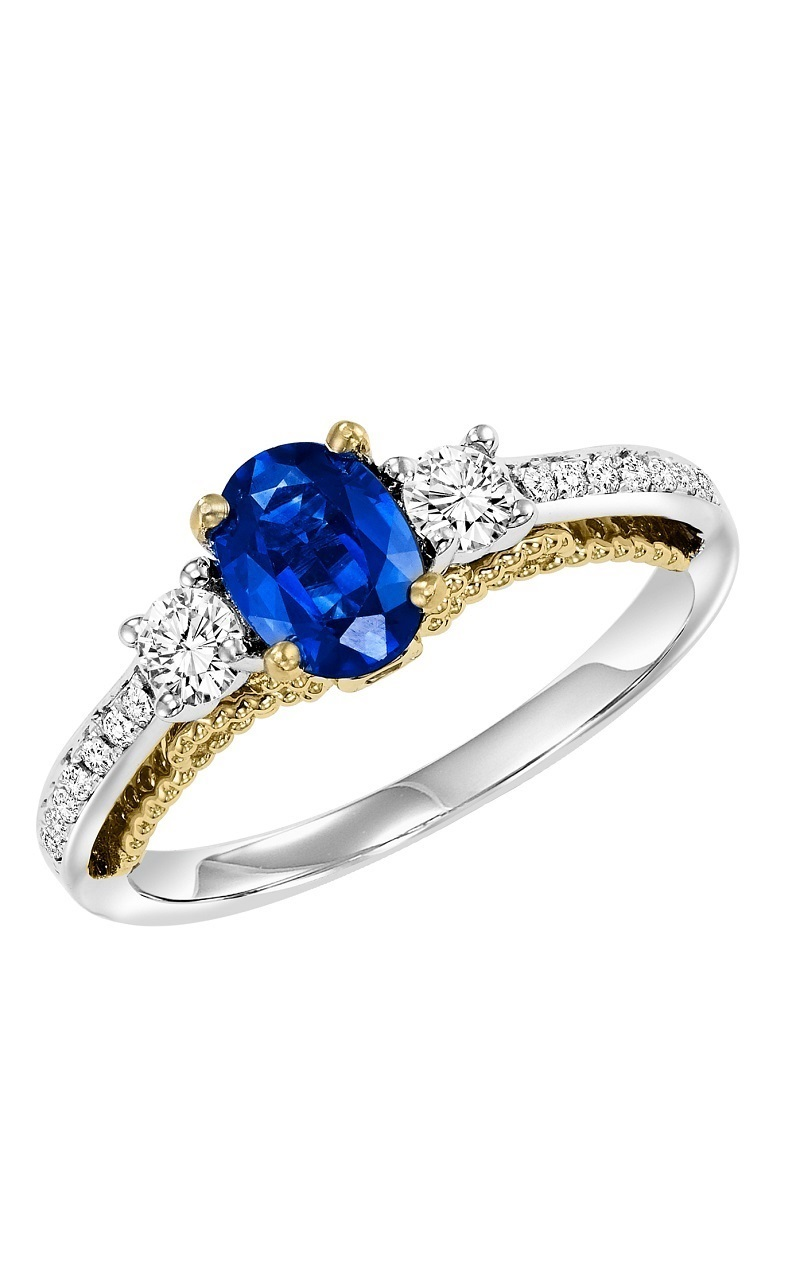sapphire and diamond three stone engagement ring
