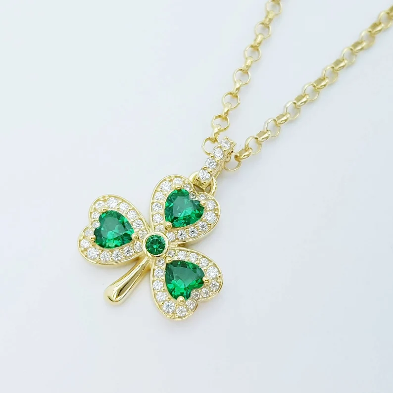 shamrock pendant gold necklace