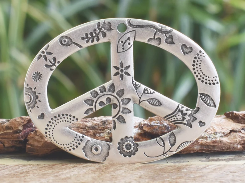 Silver Peace Sign Pendant