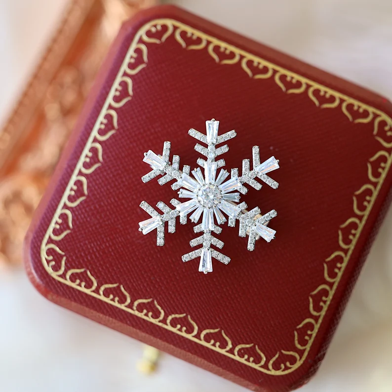 cz snowflake brooch