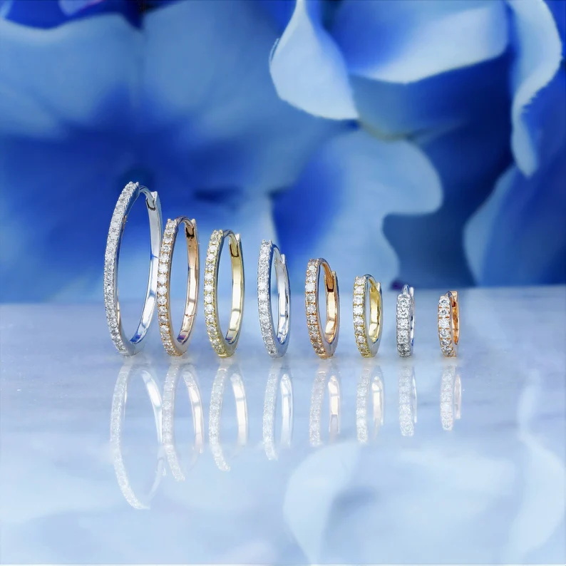 Solid Gold Diamond Hoop Earring