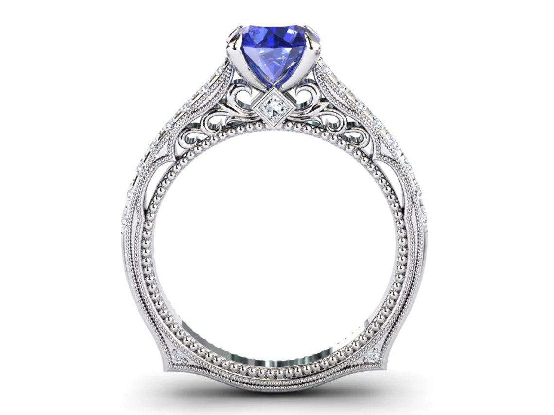 tanzanite platinum euro shank engagement ring