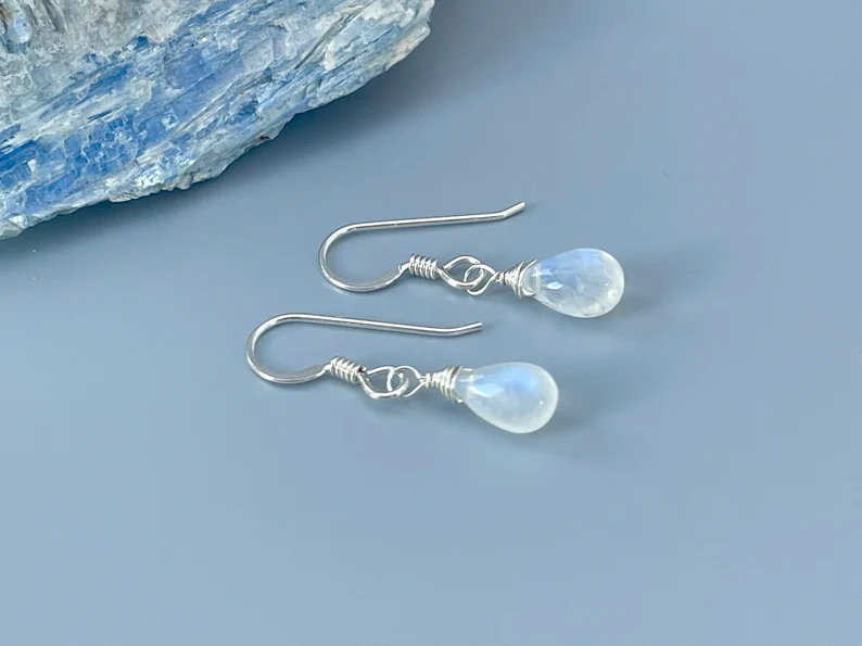 transparent labradorite teardrop earrings