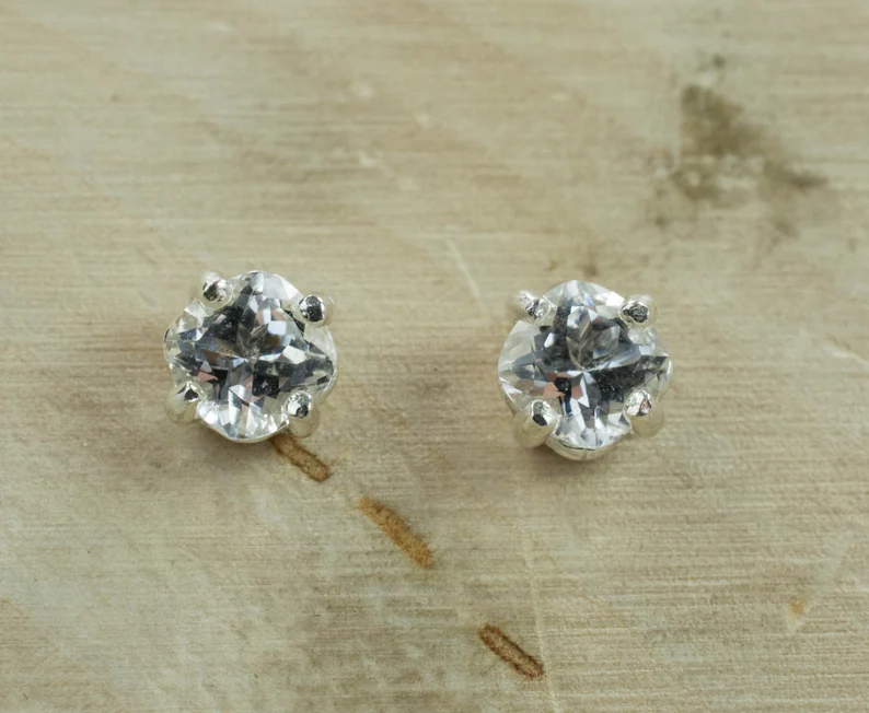 untreated goshenite earrings