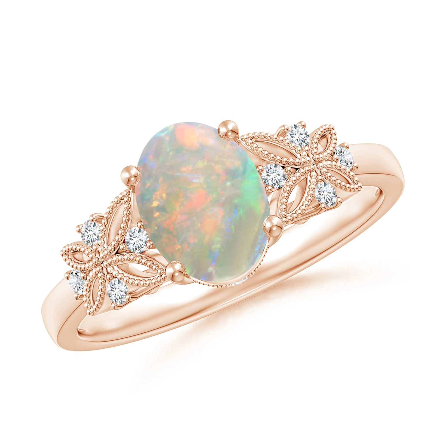 vintage style opal rose gold engagement ring