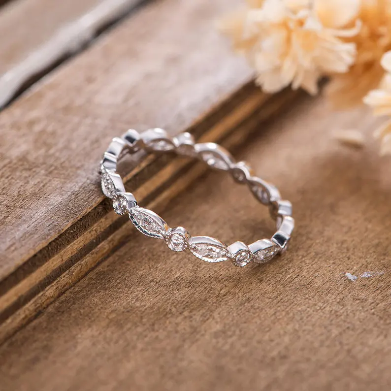 White gold art deco diamond ring
