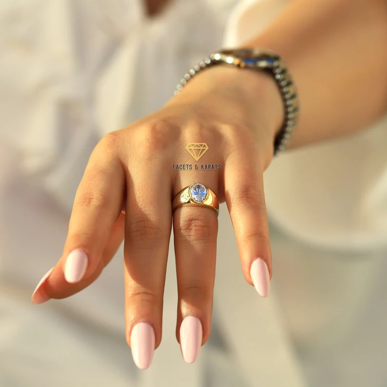 Wide Band Oval Engagement Ring