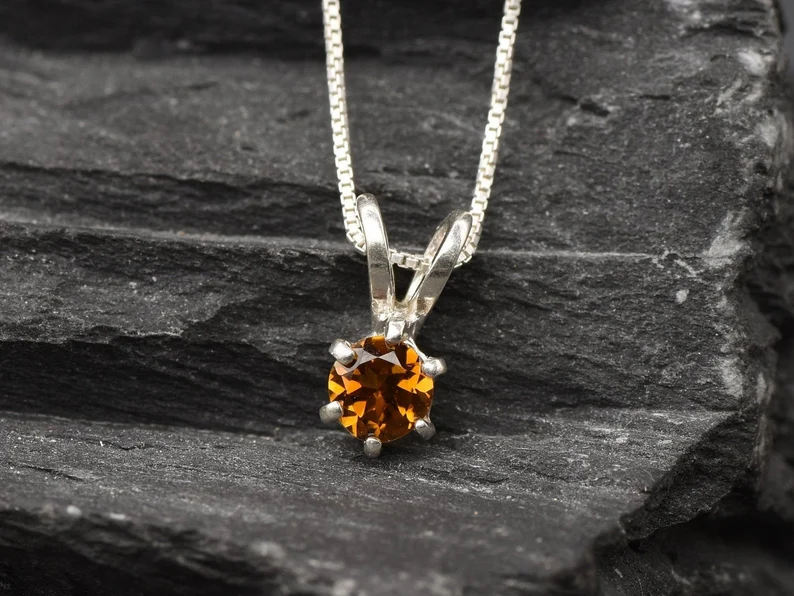Yellow Tourmaline Gemstone Pendant Necklace