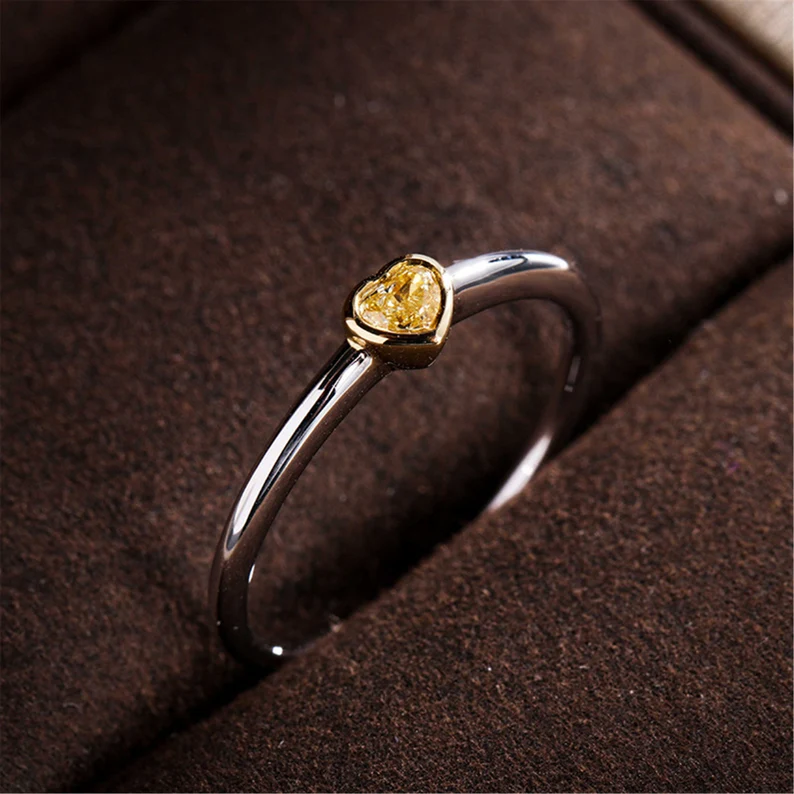 Yellow Zircon Gemstone Heart Shaped Ring